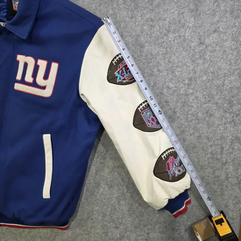 VTG New York Giants Jacket Mens 2XL Blue‎ NFL Football 3X Super Bowl Champions